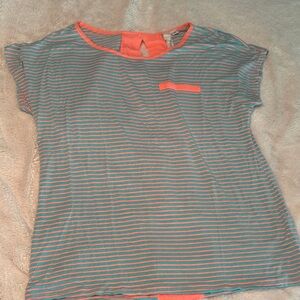 Striped blouse - Orange and Turquoise